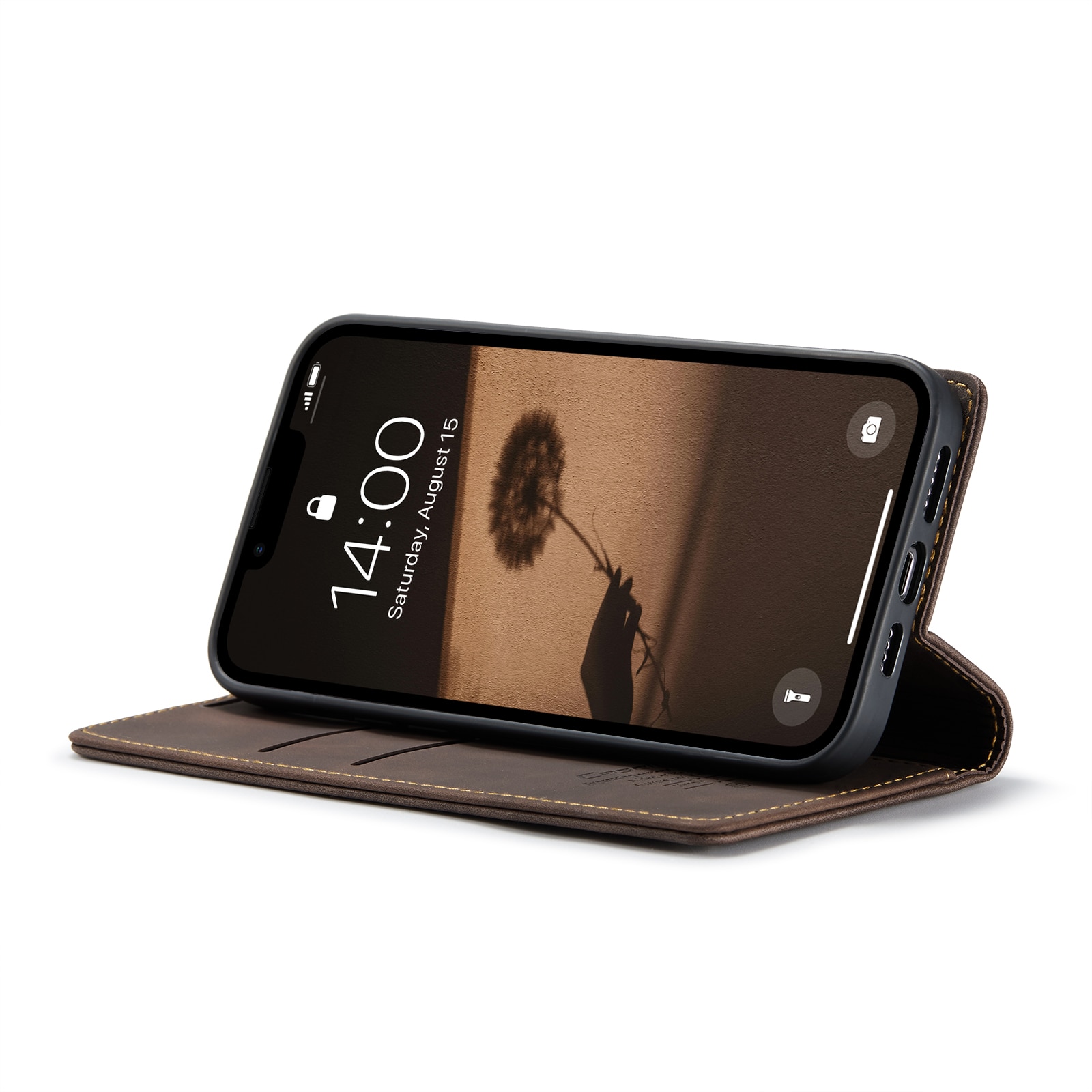 Funda delgada con solapa iPhone 16e Marrón