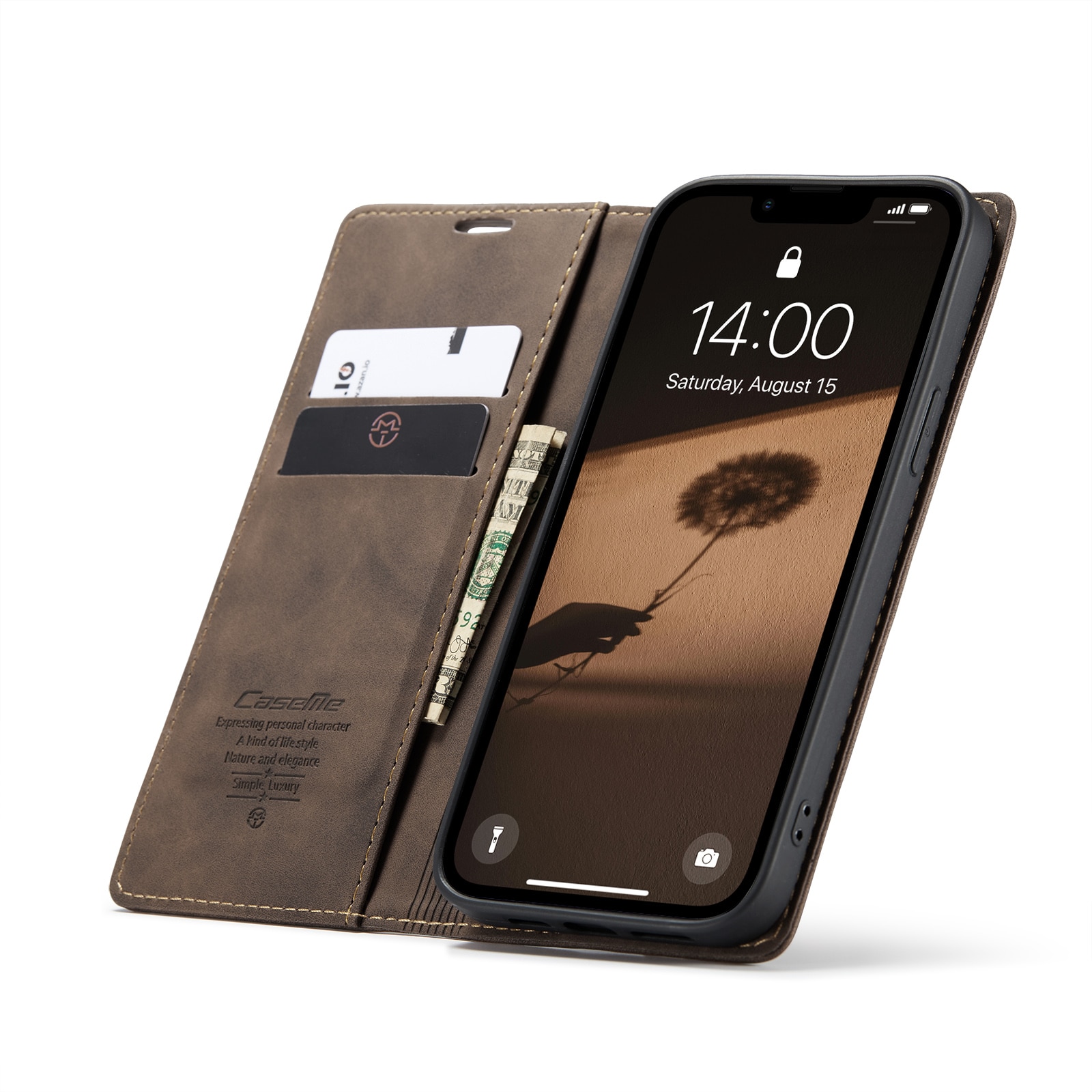 Funda delgada con solapa iPhone 16e Marrón