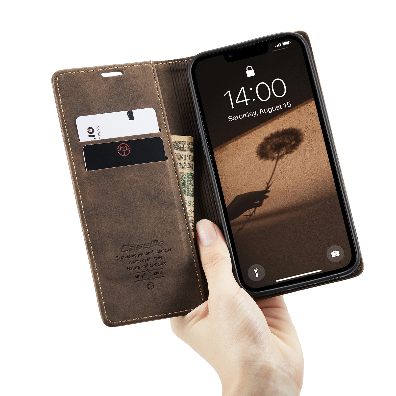 Funda delgada con solapa iPhone 16e Marrón
