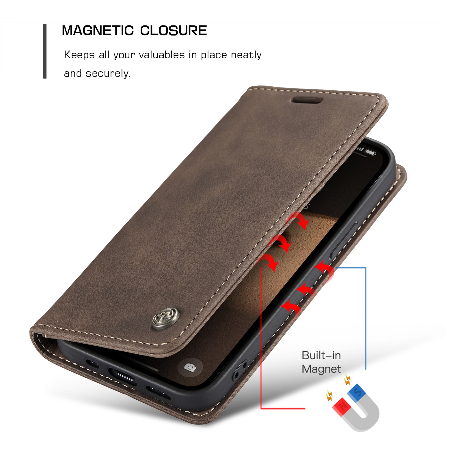 Funda delgada con solapa iPhone 16e Marrón