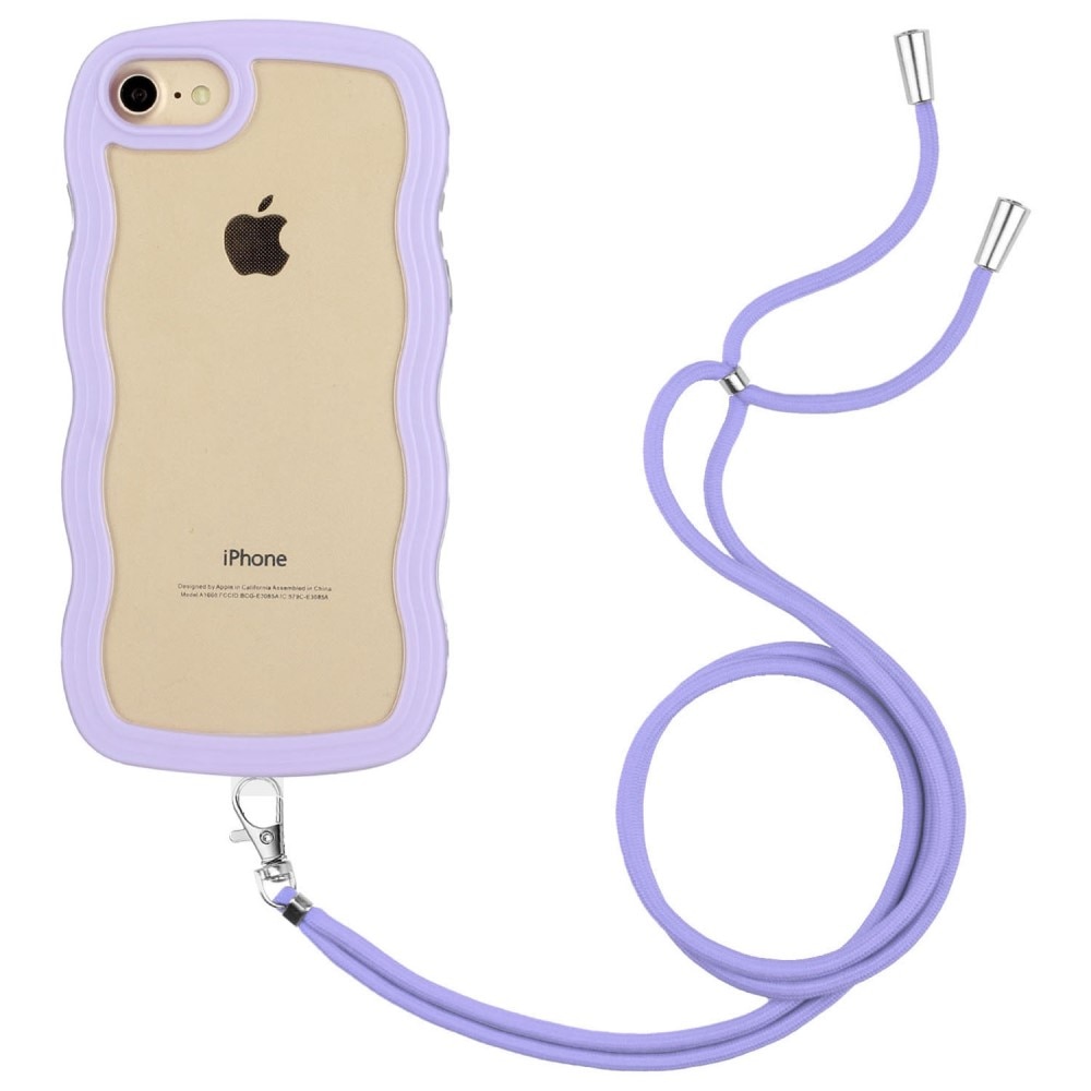 Funda con correa colgante Wavy Edge iPhone 8 violeta