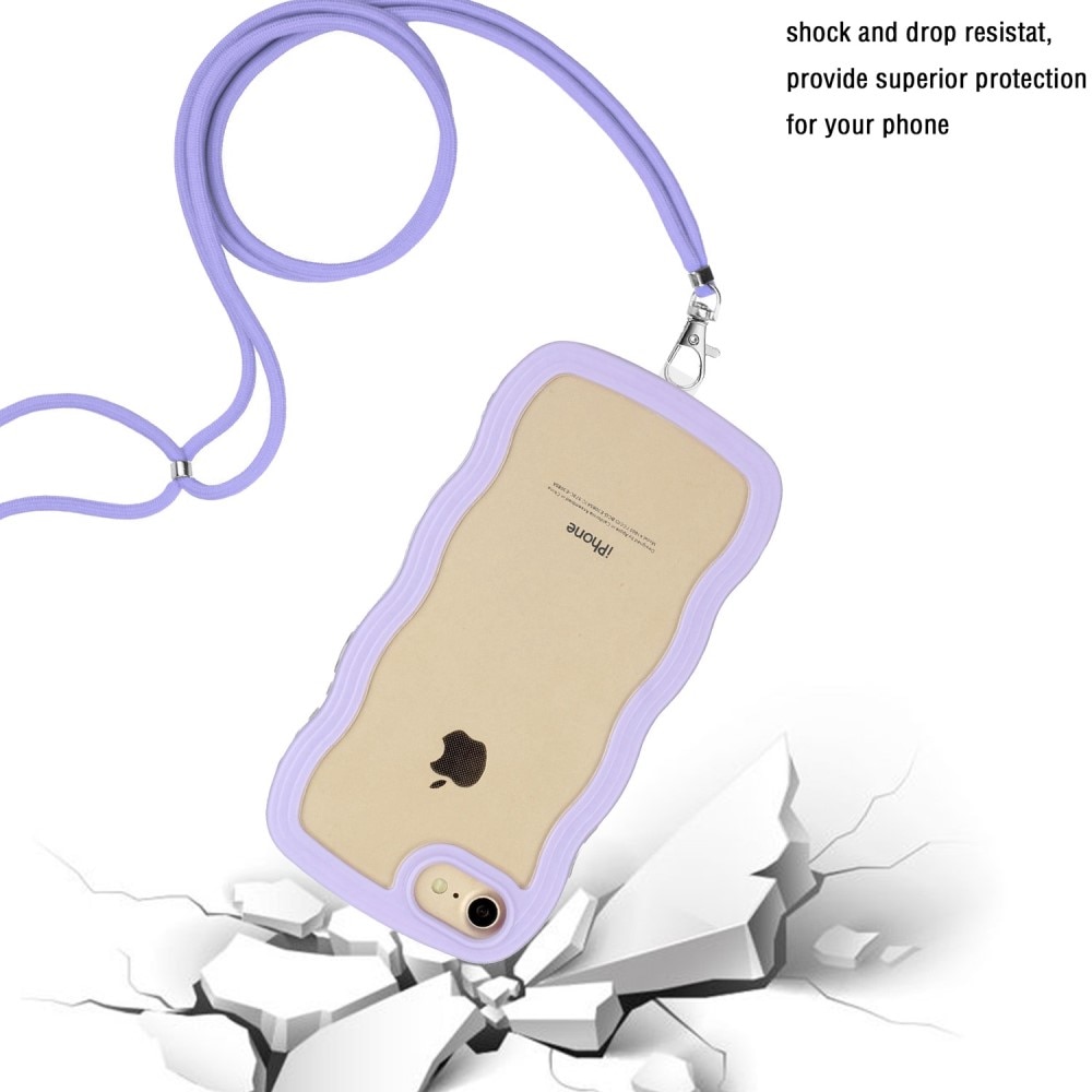 Funda con correa colgante Wavy Edge iPhone SE (2020) violeta