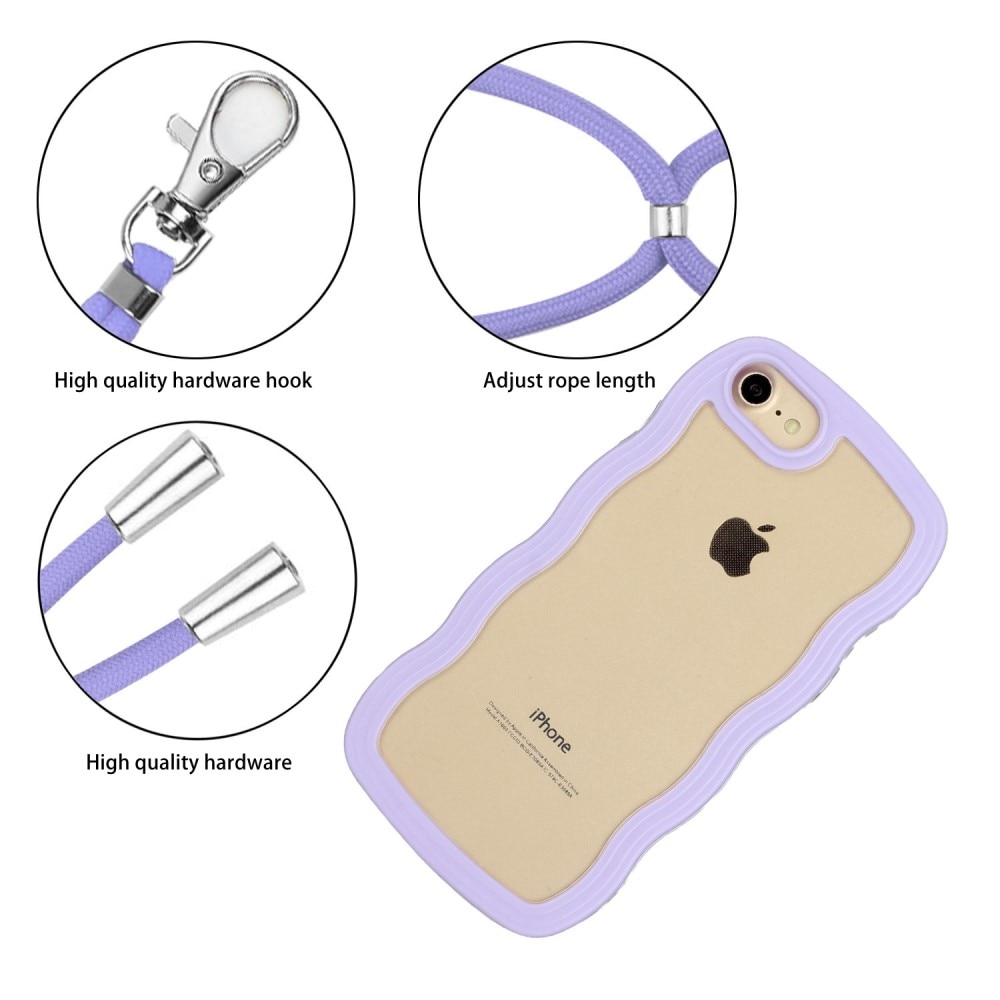 Funda con correa colgante Wavy Edge iPhone SE (2022) violeta
