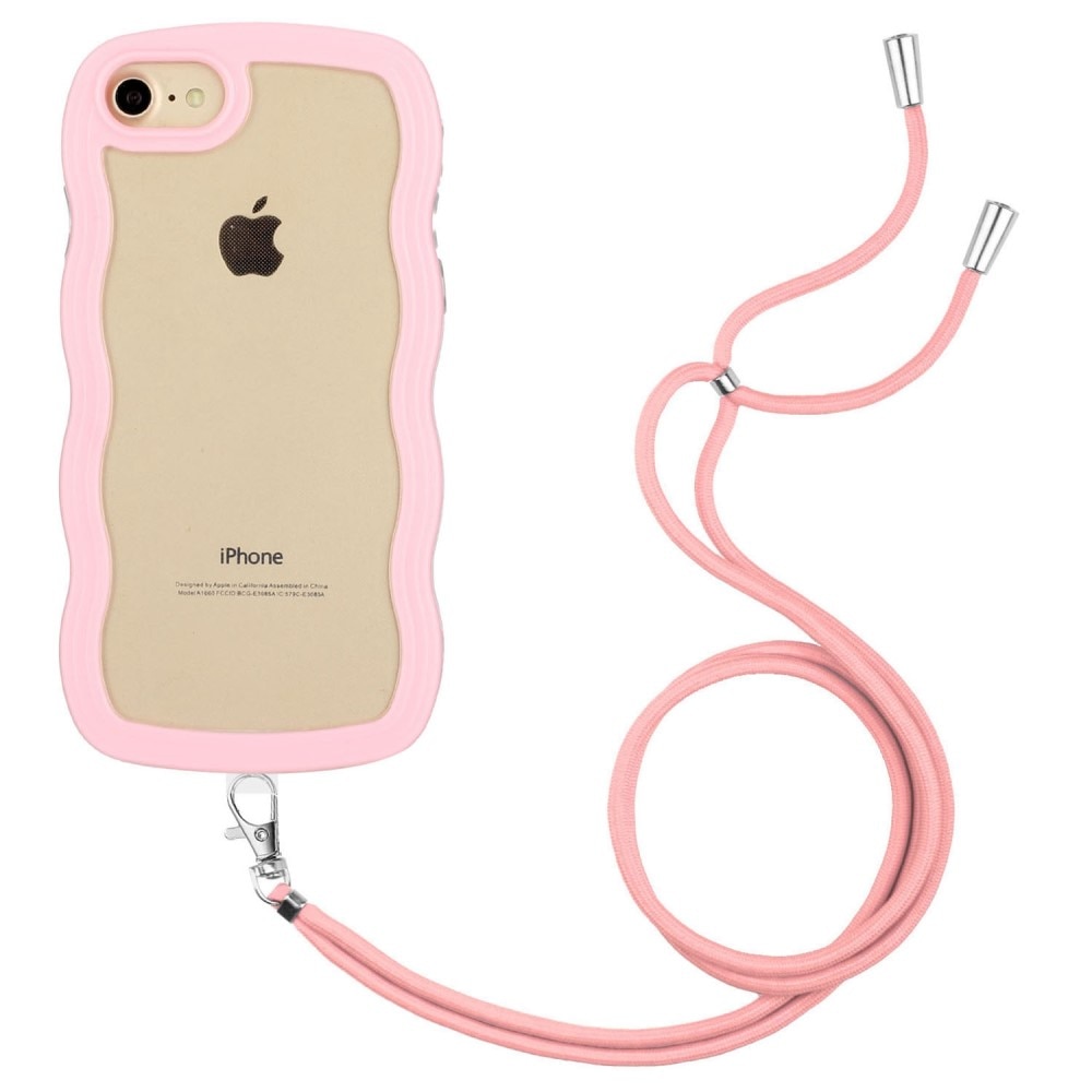 Funda con correa colgante Wavy Edge iPhone 7/8/SE rosado