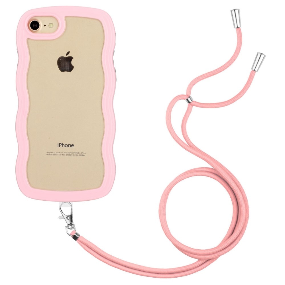 Funda con correa colgante Wavy Edge iPhone SE (2022) rosado