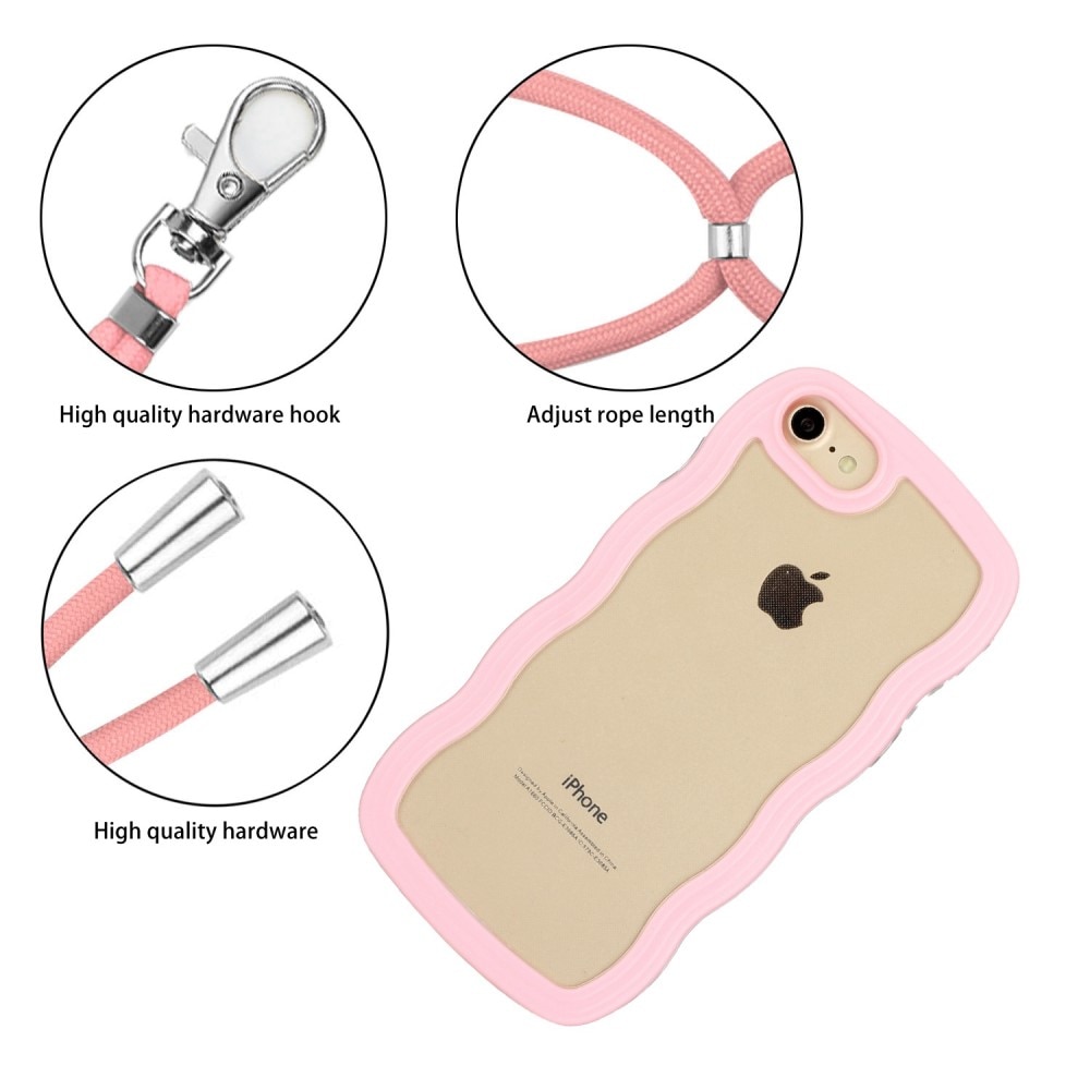Funda con correa colgante Wavy Edge iPhone SE (2020) rosado