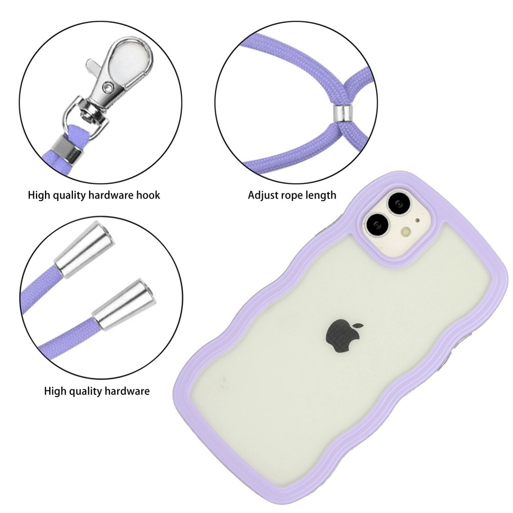 Funda con correa colgante Wavy Edge iPhone 11 violeta