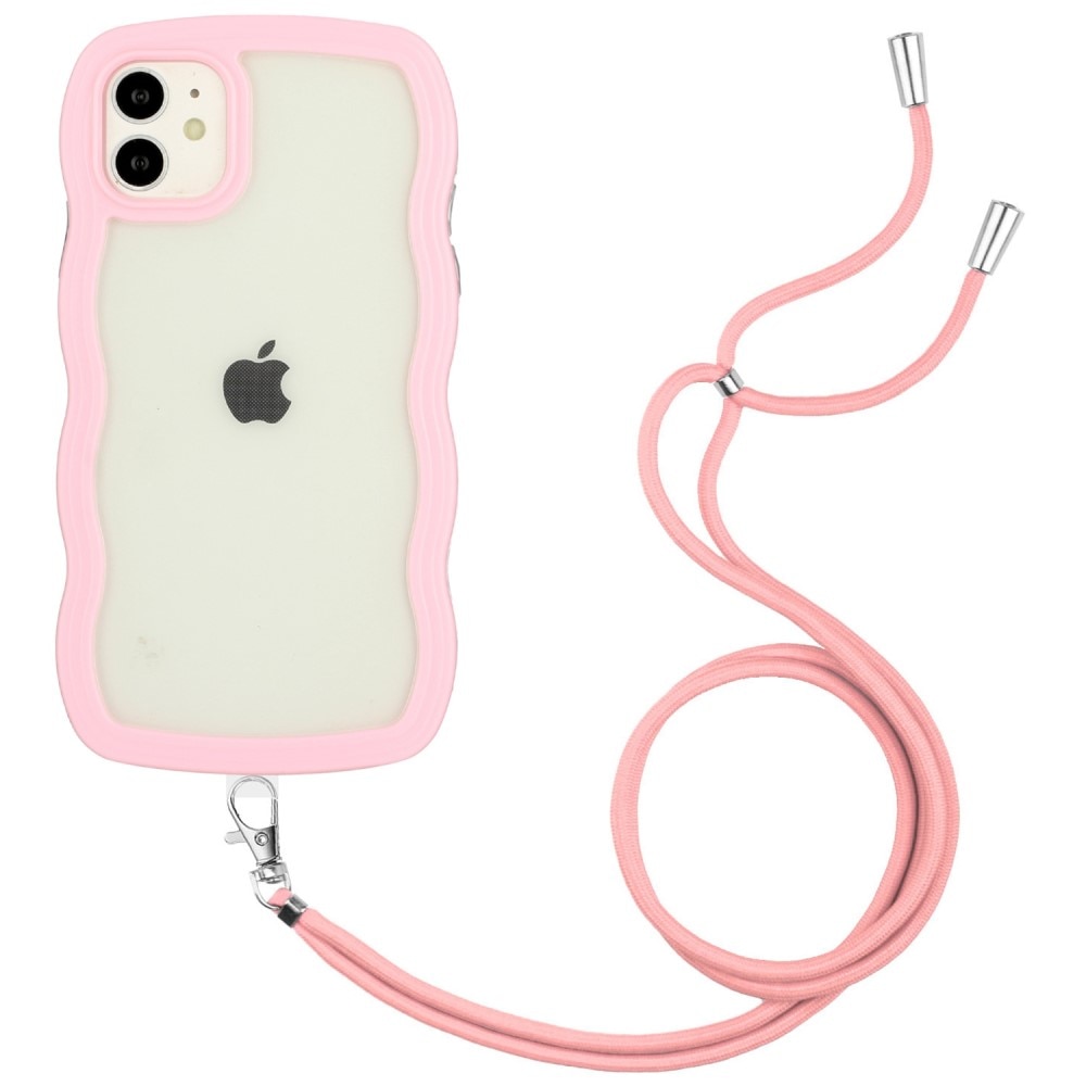 Funda con correa colgante Wavy Edge iPhone 11 rosado