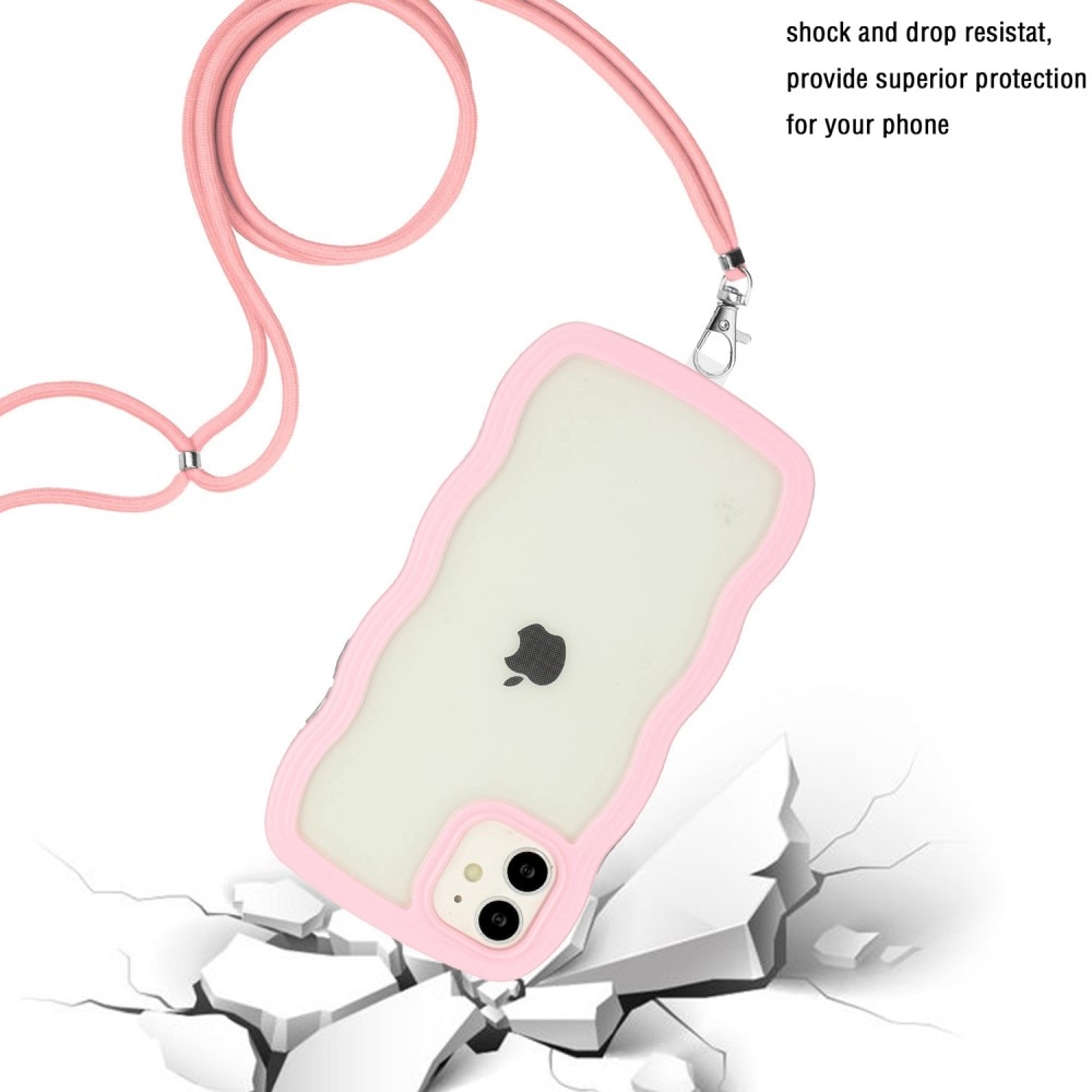 Funda con correa colgante Wavy Edge iPhone 11 rosado