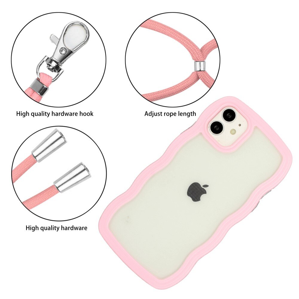 Funda con correa colgante Wavy Edge iPhone 11 rosado