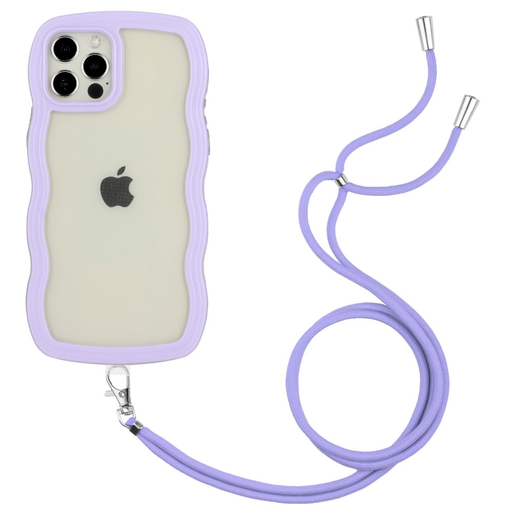 Funda con correa colgante Wavy Edge iPhone 12/12 Pro violeta