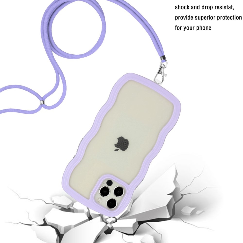 Funda con correa colgante Wavy Edge iPhone 12/12 Pro violeta