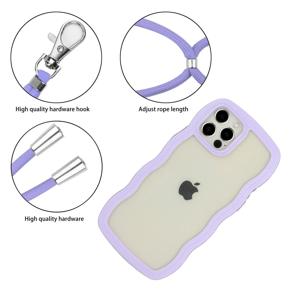 Funda con correa colgante Wavy Edge iPhone 12/12 Pro violeta