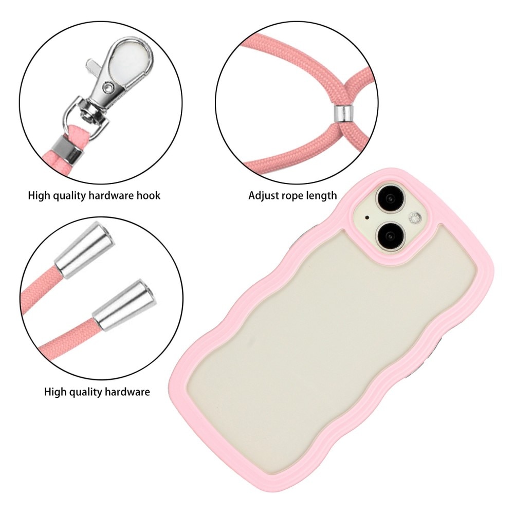 Funda con correa colgante Wavy Edge iPhone 13 rosado