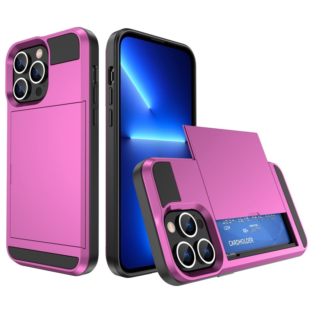 Funda con ranura para tarjetas iPhone 14 Pro rosado