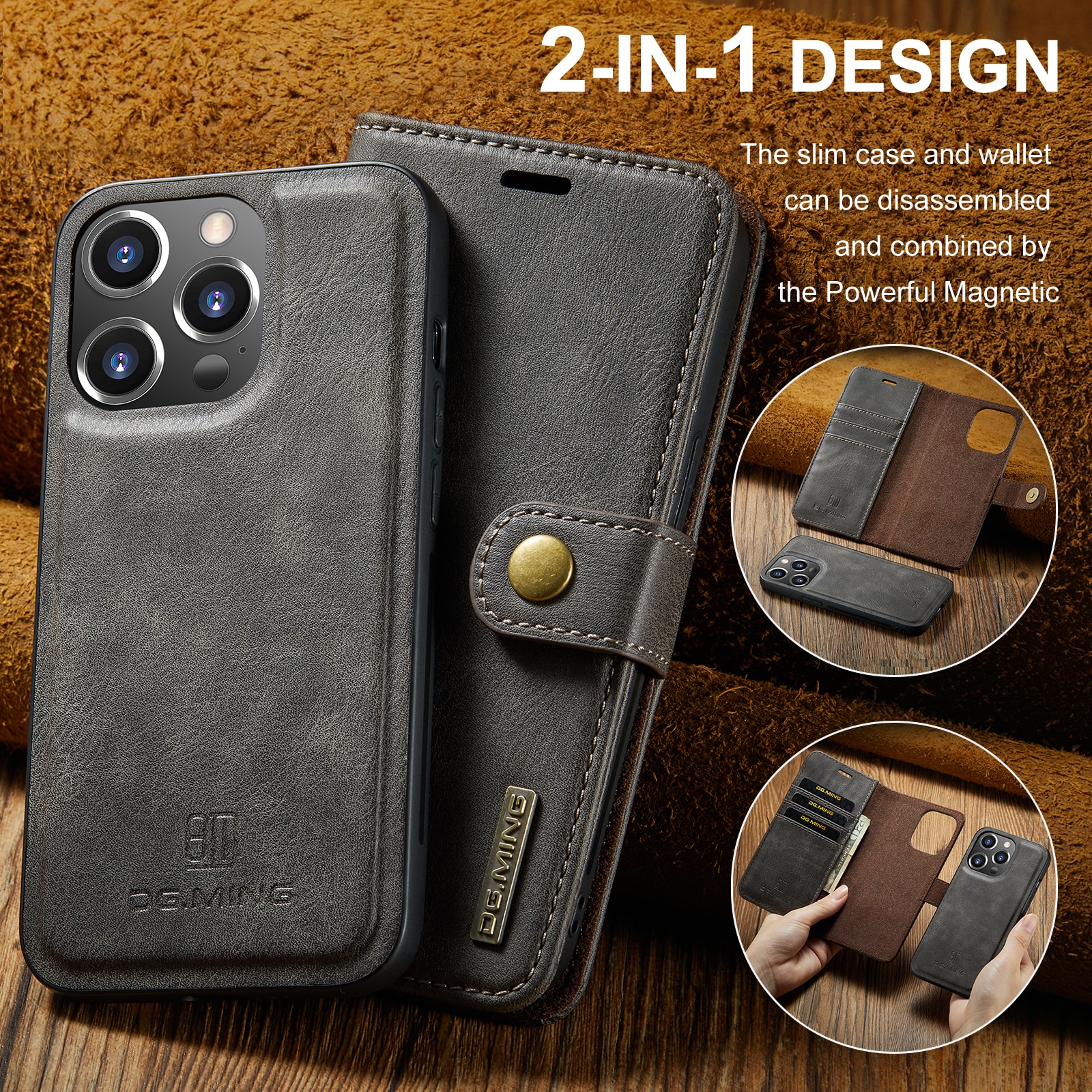 Cartera Magnet Wallet iPhone 14 Pro Brown