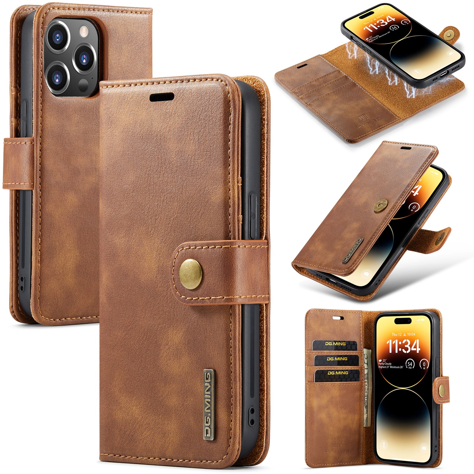 Cartera Magnet Wallet iPhone 14 Pro Max Cognac