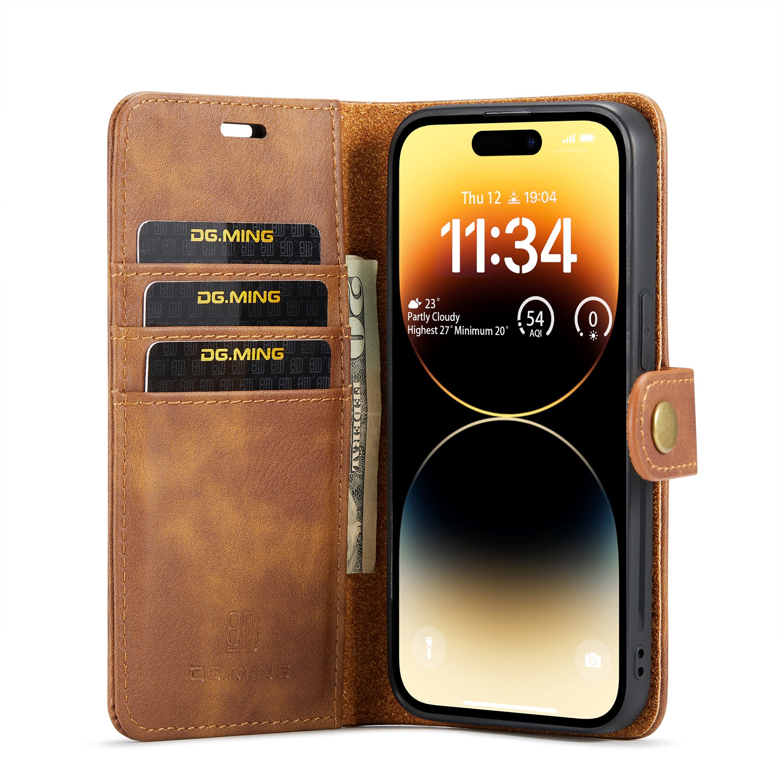 Cartera Magnet Wallet iPhone 14 Pro Coñac