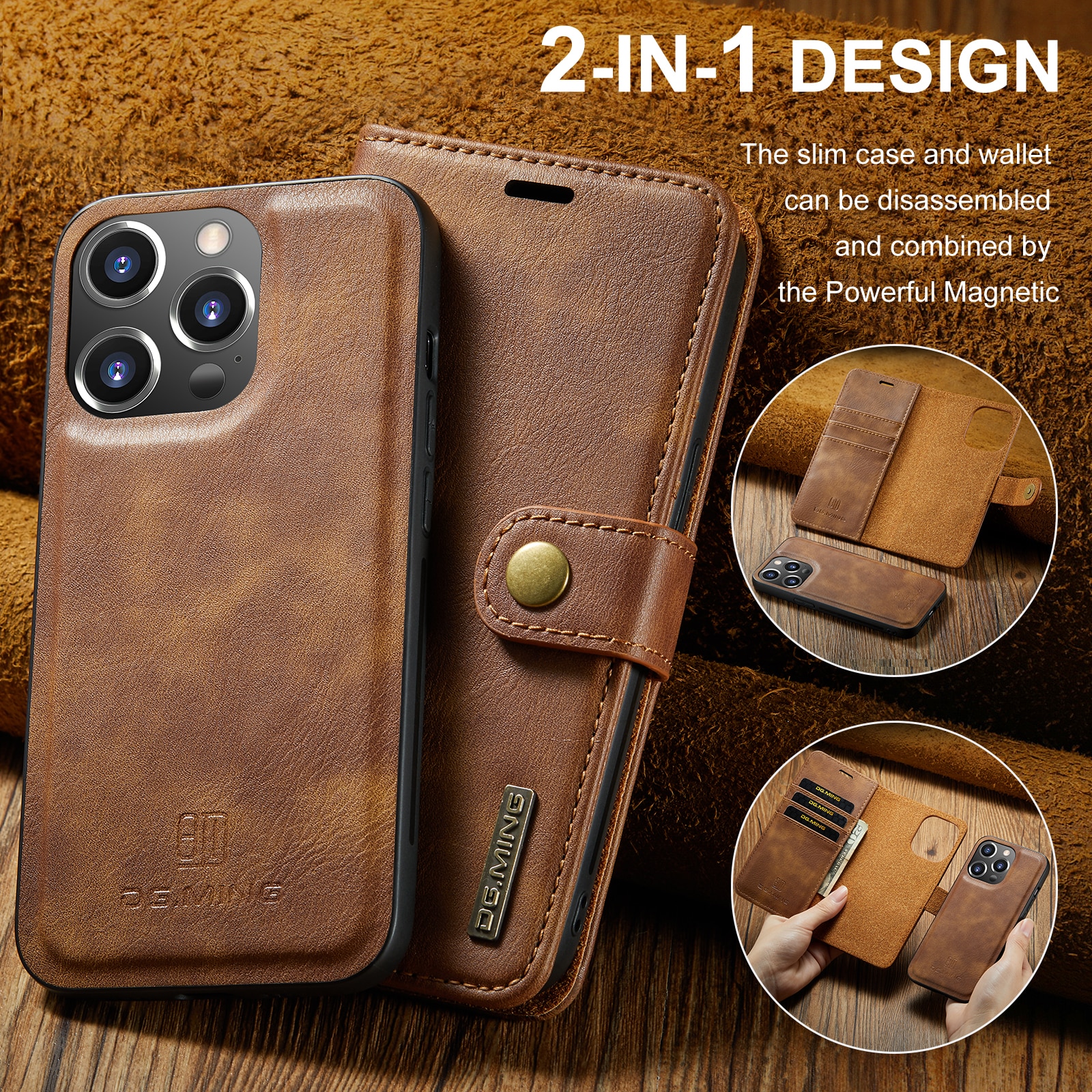 Cartera Magnet Wallet iPhone 14 Pro Max Cognac