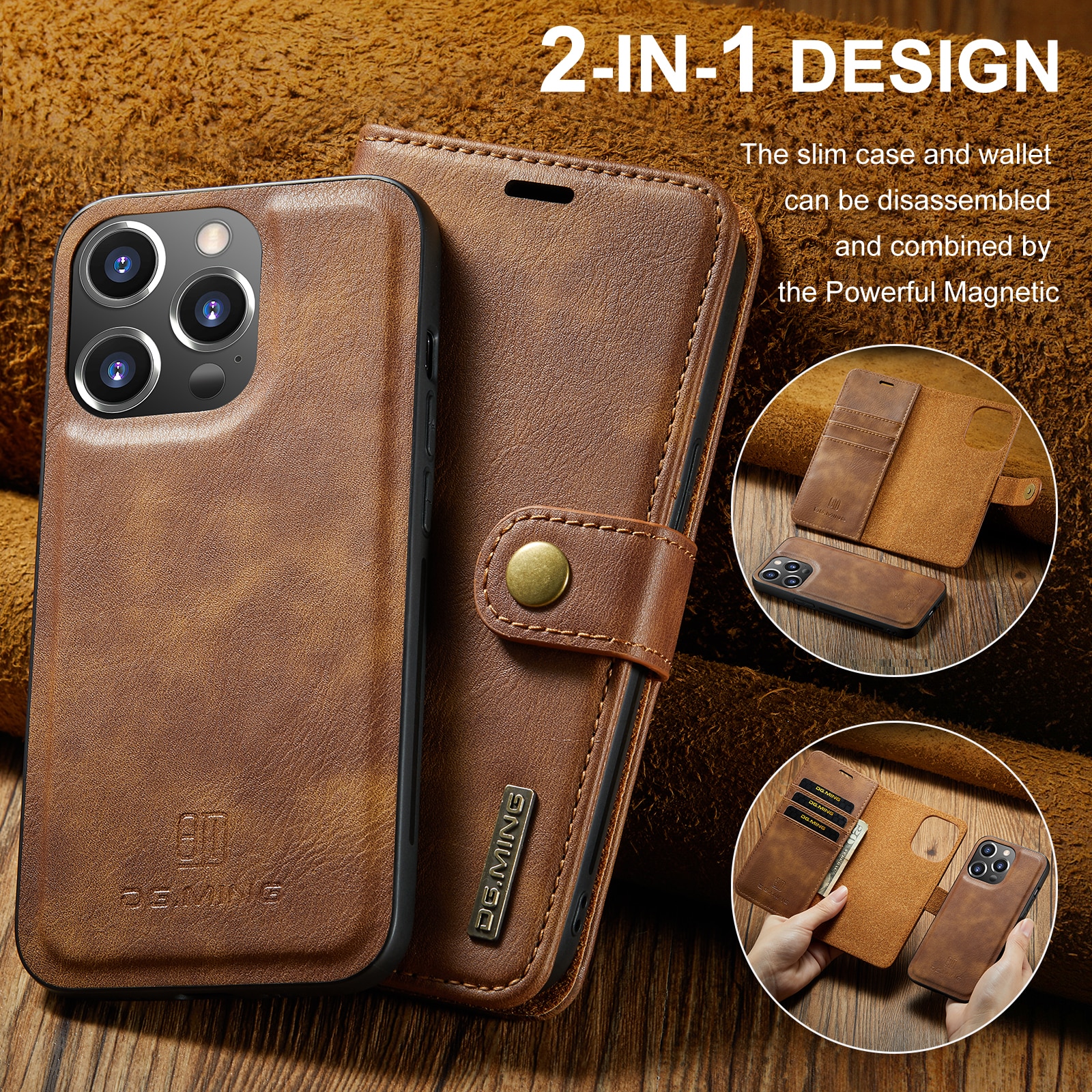 Cartera Magnet Wallet iPhone 15 Pro Cognac