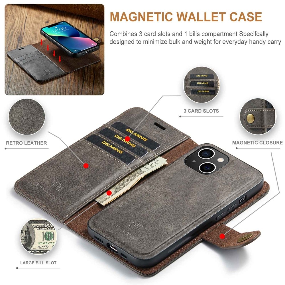 Cartera Magnet Wallet iPhone 14 Brown