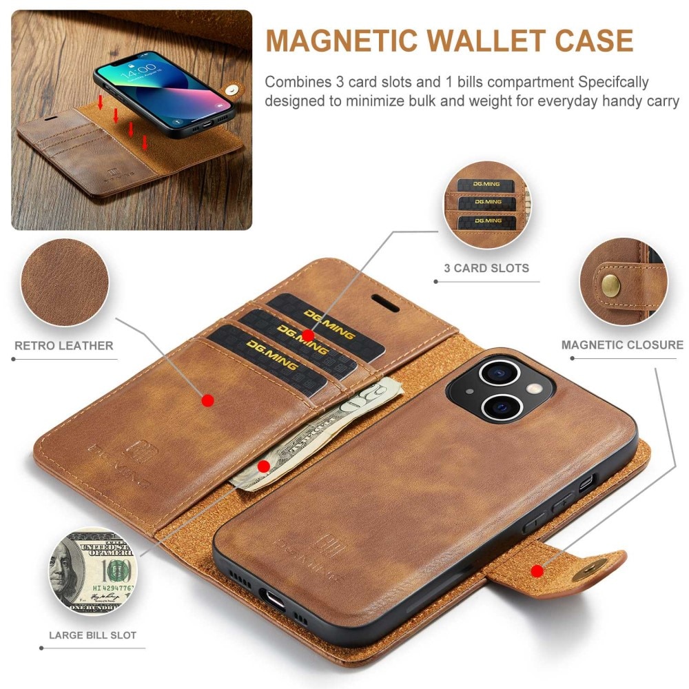 Cartera Magnet Wallet iPhone 14 Plus Coñac