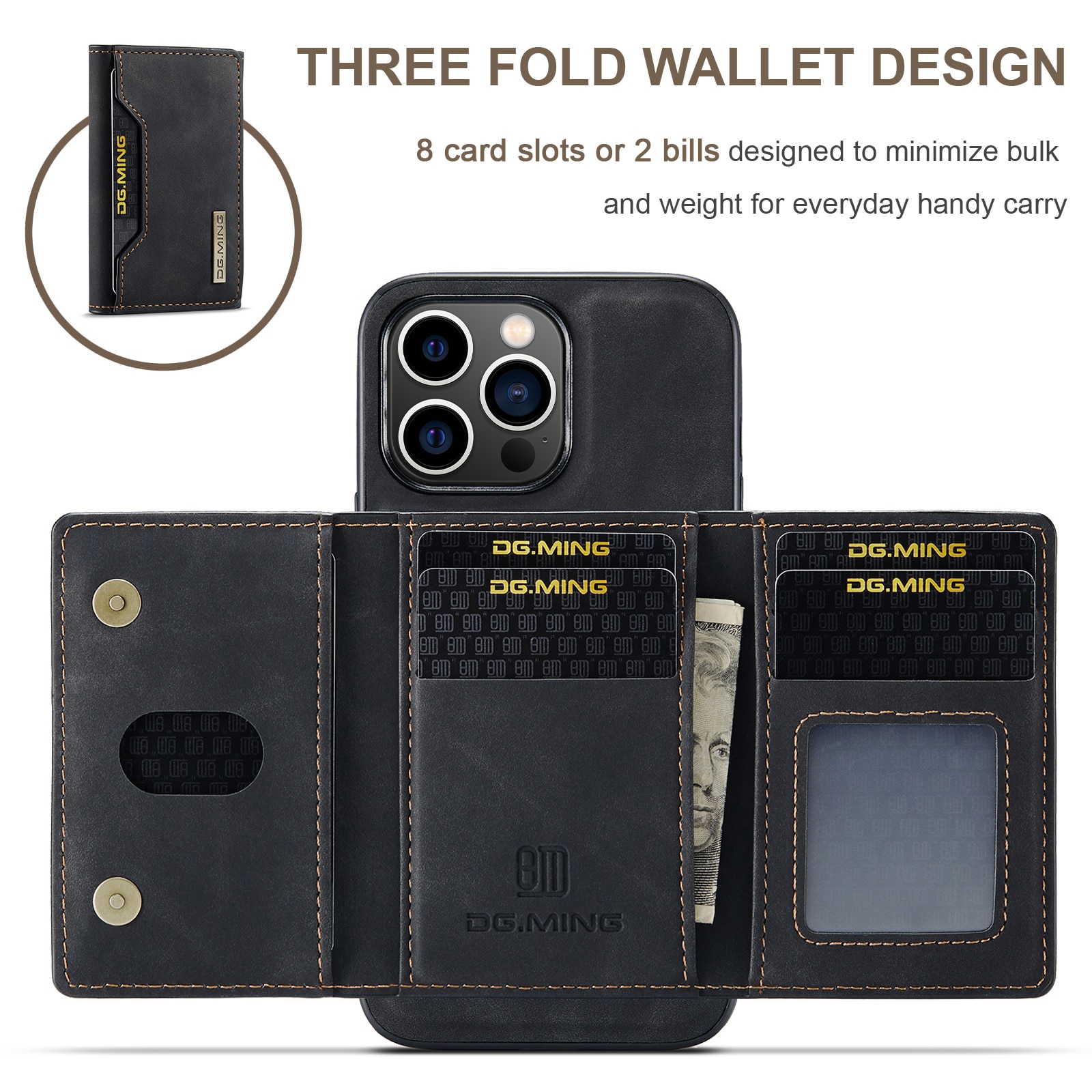 Funda Magnetic Card Slots iPhone 14 Pro Max Black