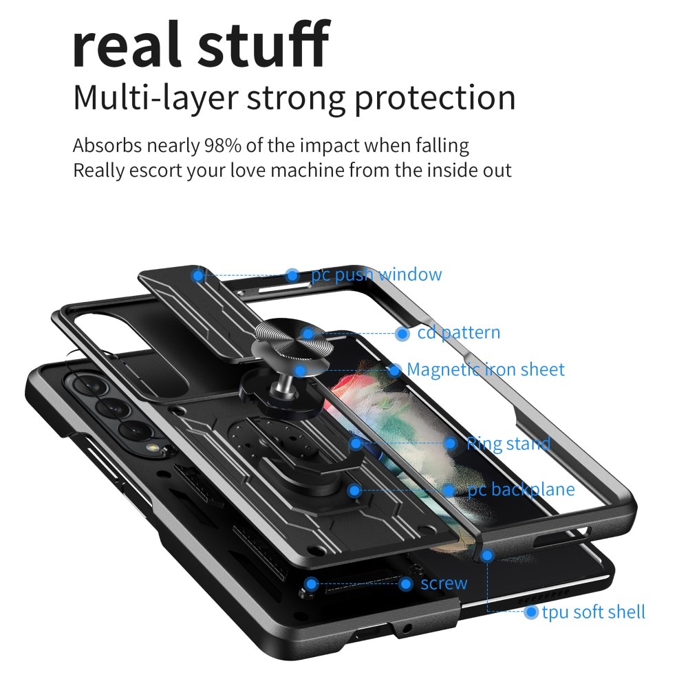 Funda híbrida Tech Ring y Protector Cámara Samsung Galaxy Z Fold 4 Negro