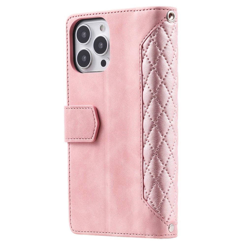 Funda acolchada tipo billetera iPhone 13 Pro Rosado