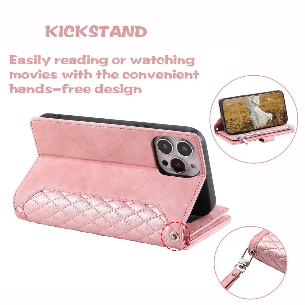 Funda acolchada tipo billetera iPhone 13 Pro Rosa