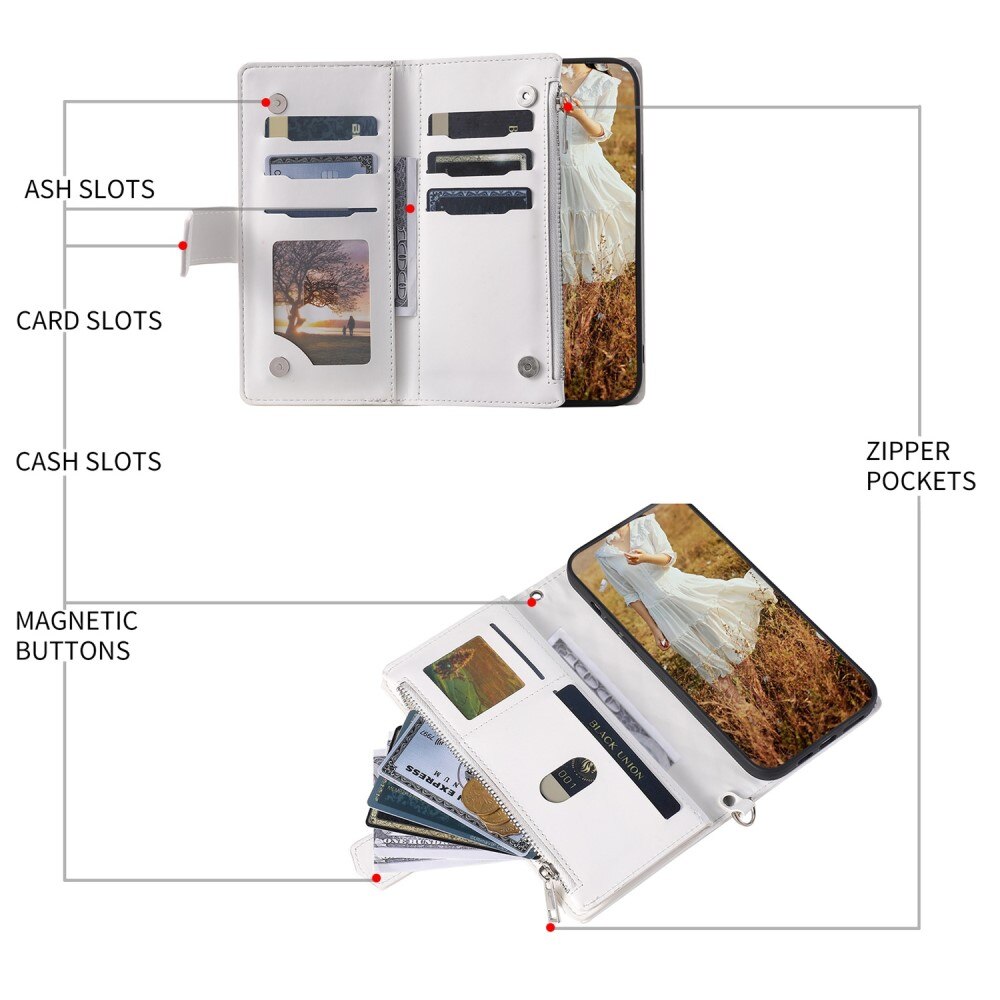 Funda acolchada tipo billetera iPhone 13 Pro Blance