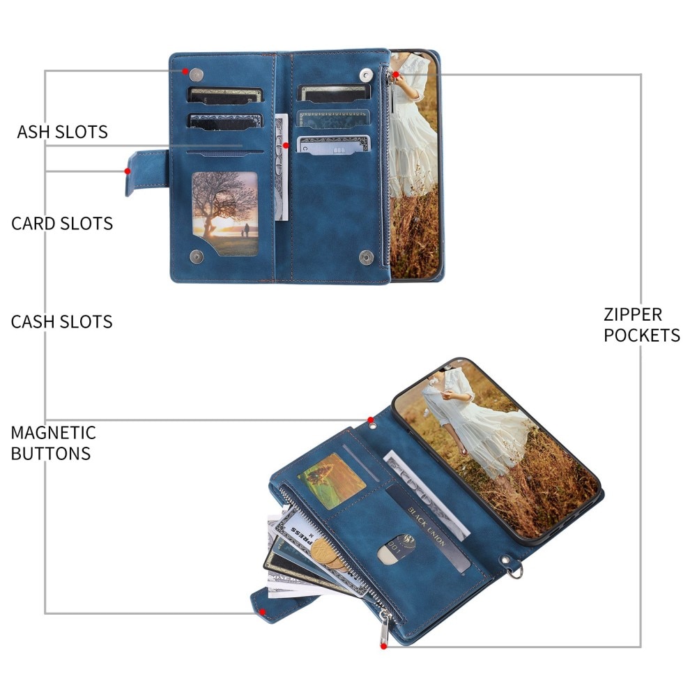 Funda acolchada tipo billetera iPhone 14 Pro Max Azul