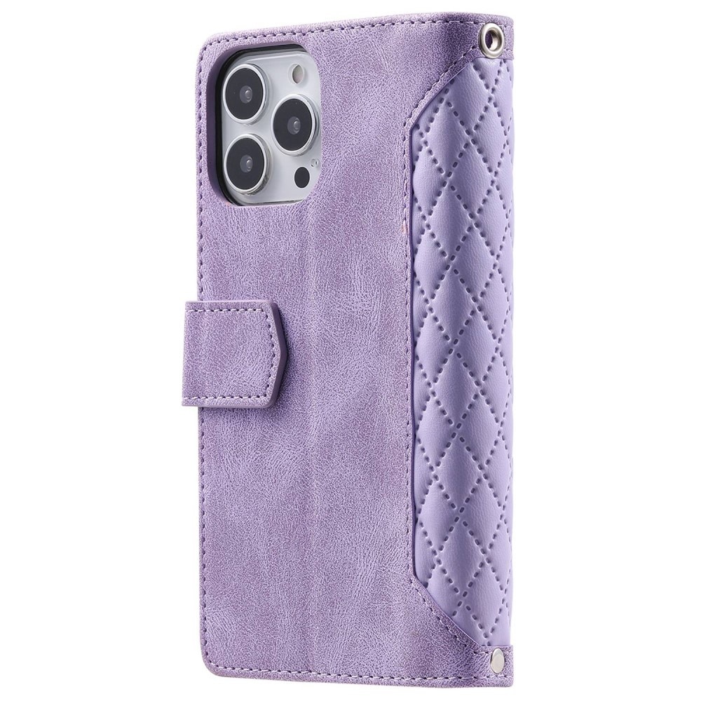 Funda acolchada tipo billetera iPhone 14 Pro Max Púrpura