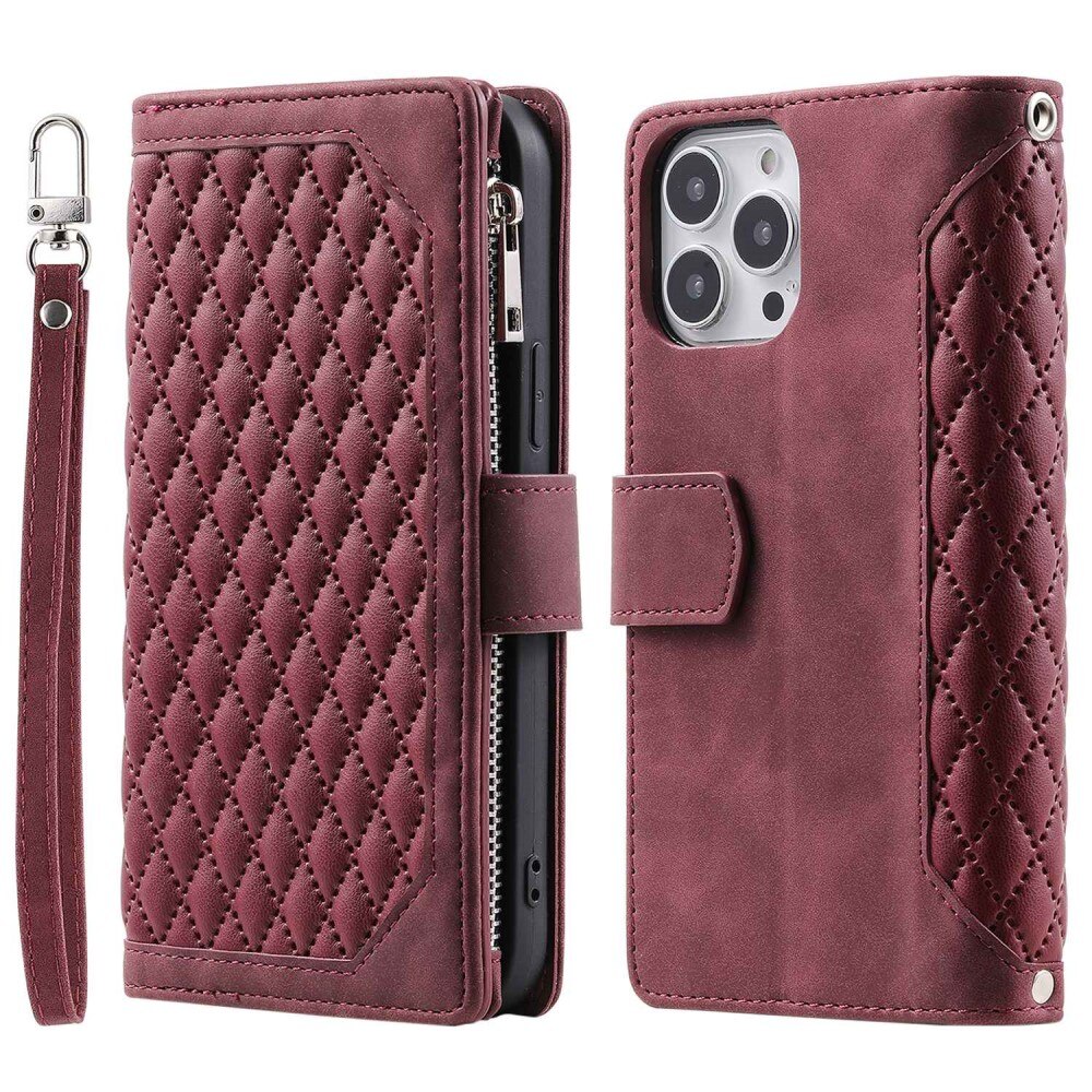 Funda acolchada tipo billetera iPhone 14 Pro Max Rojo