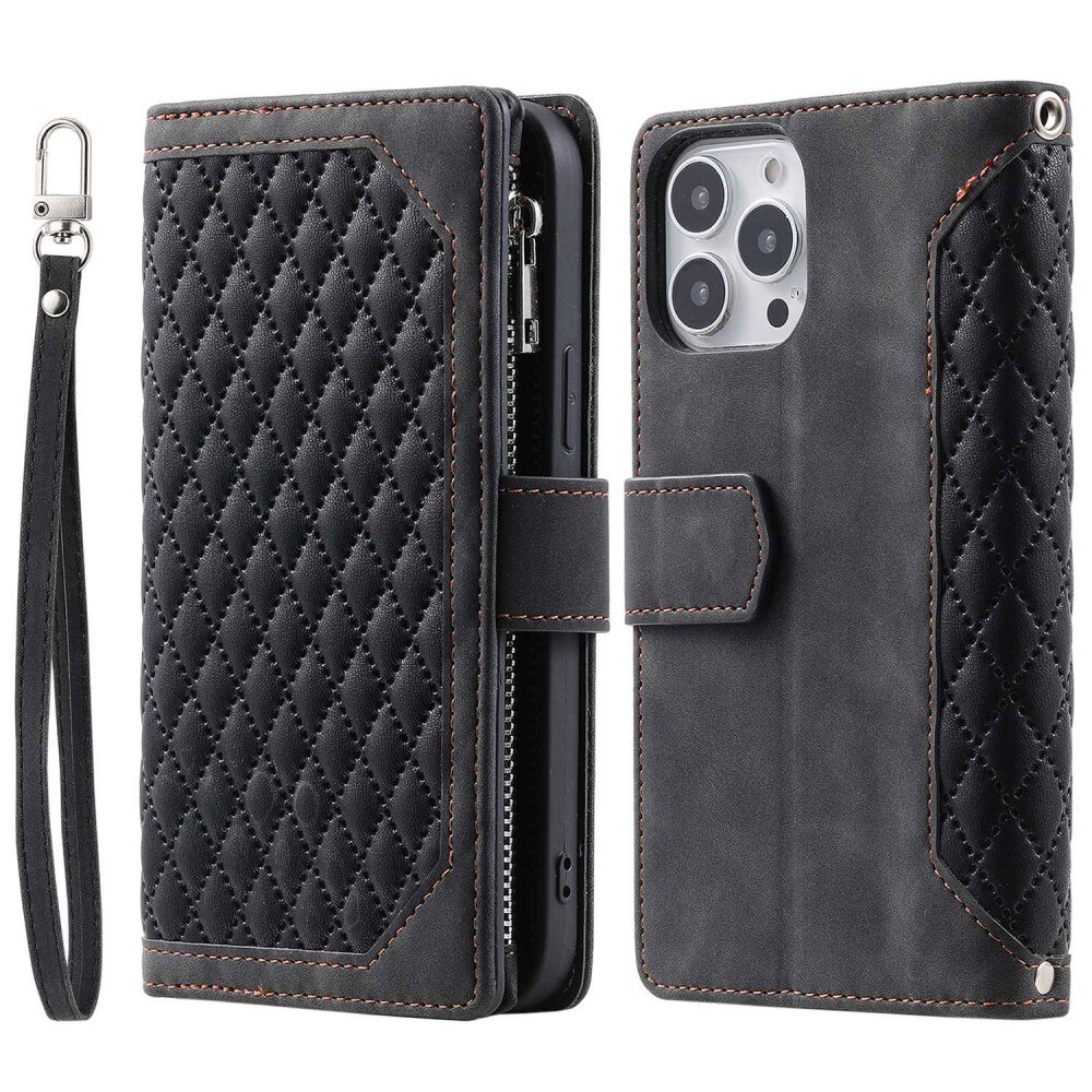 Funda acolchada tipo billetera iPhone 14 Pro Max Negro