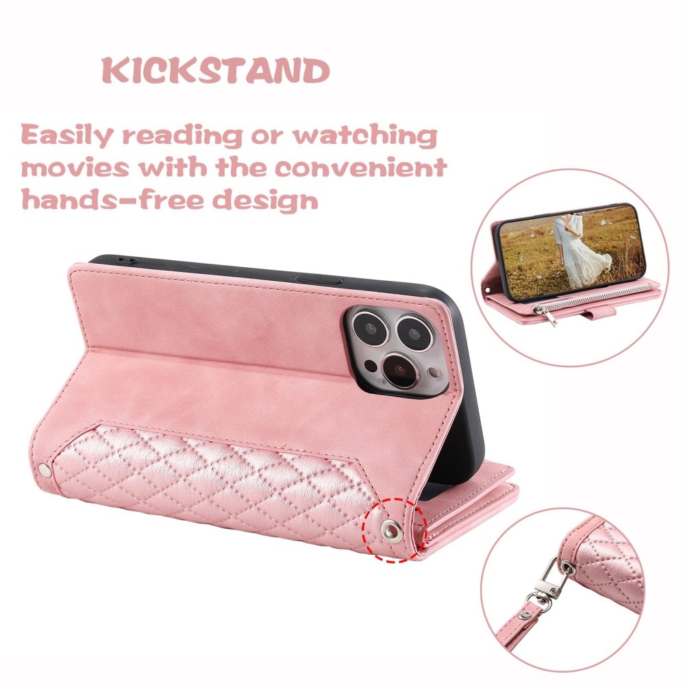 Funda acolchada tipo billetera iPhone 14 Pro Max Rosa