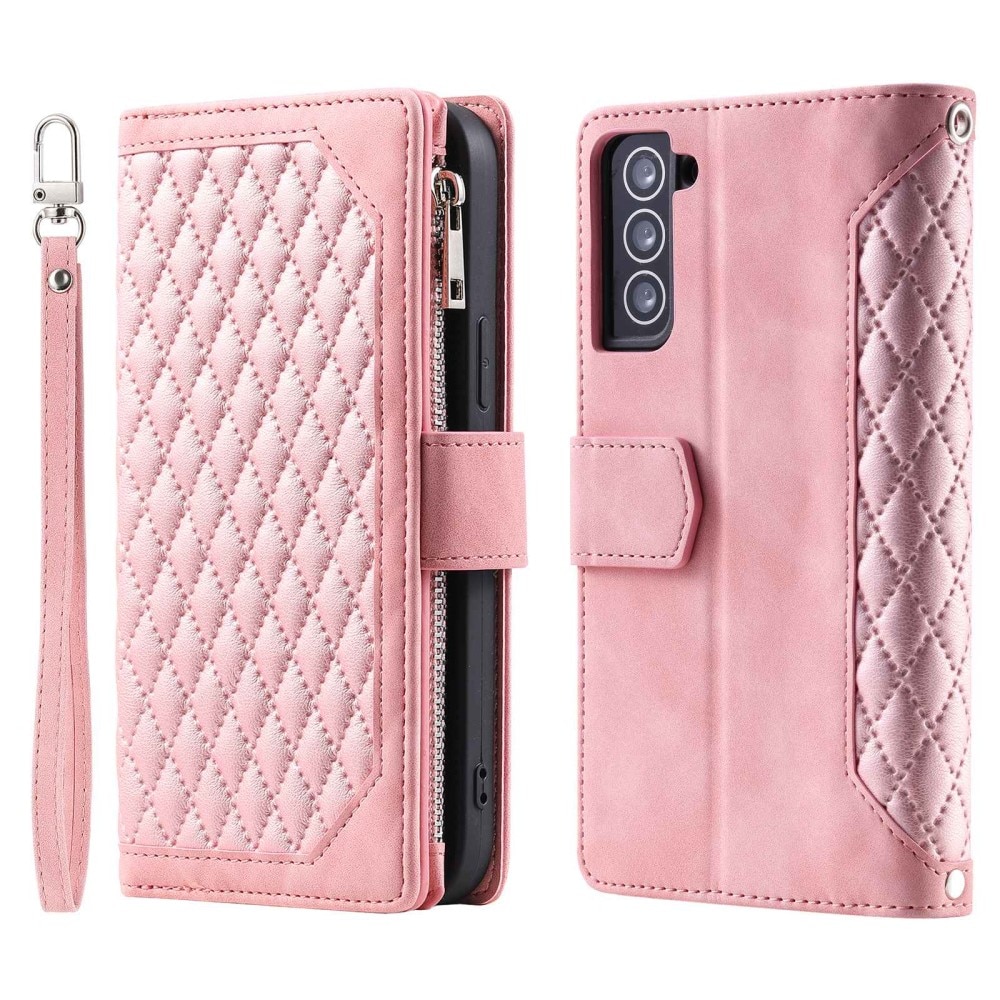 Funda acolchada tipo billetera Samsung Galaxy S22 Rosado