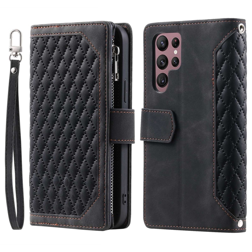 Funda acolchada tipo billetera Samsung Galaxy S22 Ultra Negro