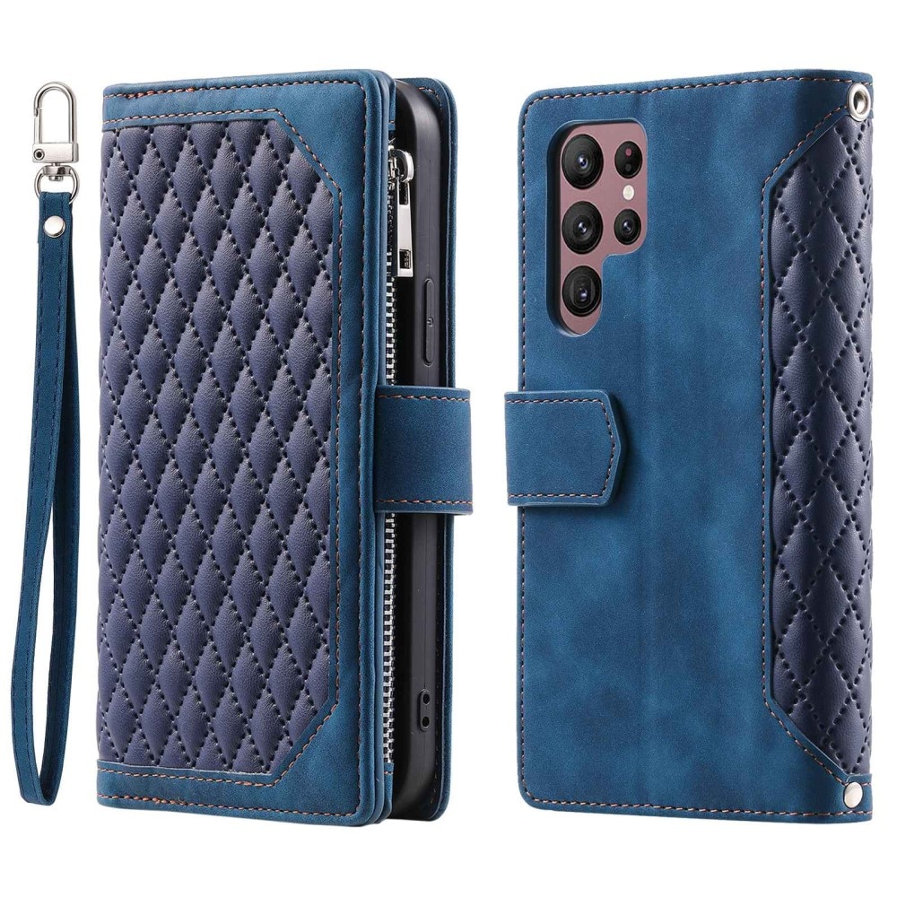 Funda acolchada tipo billetera Samsung Galaxy S22 Ultra Azul