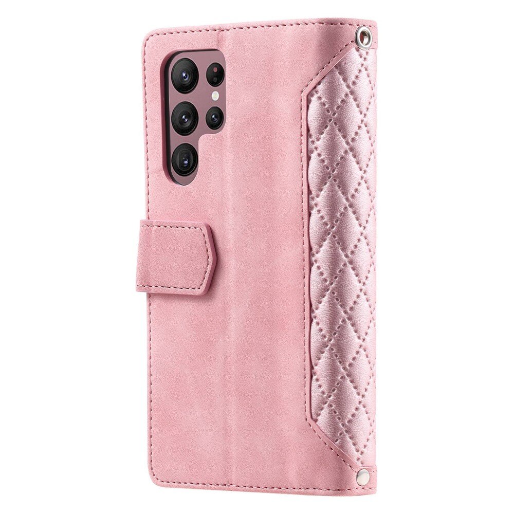 Funda acolchada tipo billetera Samsung Galaxy S22 Ultra Rosa
