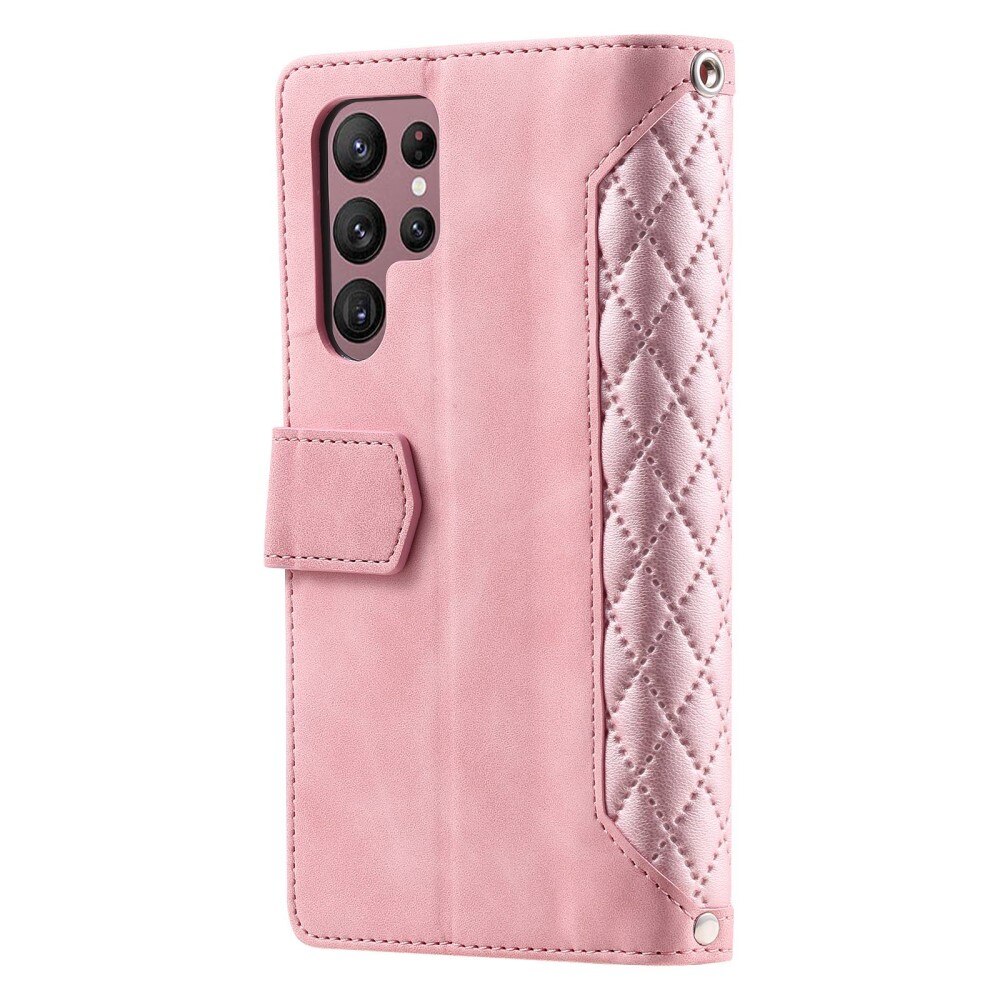 Funda acolchada tipo billetera Samsung Galaxy S22 Ultra Rosado