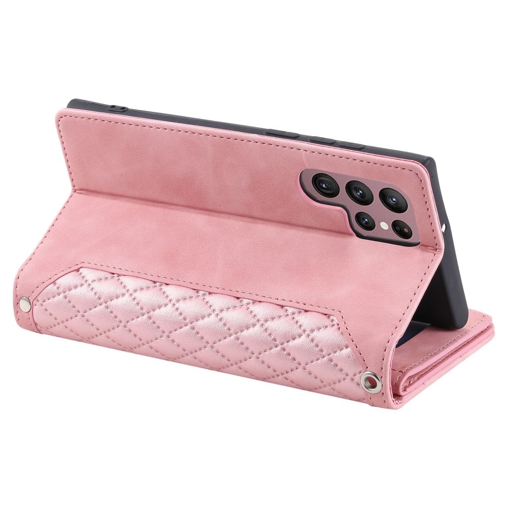 Funda acolchada tipo billetera Samsung Galaxy S22 Ultra Rosa