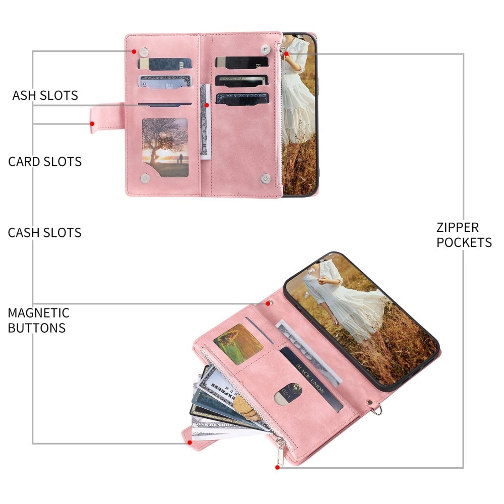 Funda acolchada tipo billetera Samsung Galaxy S22 Ultra Rosa