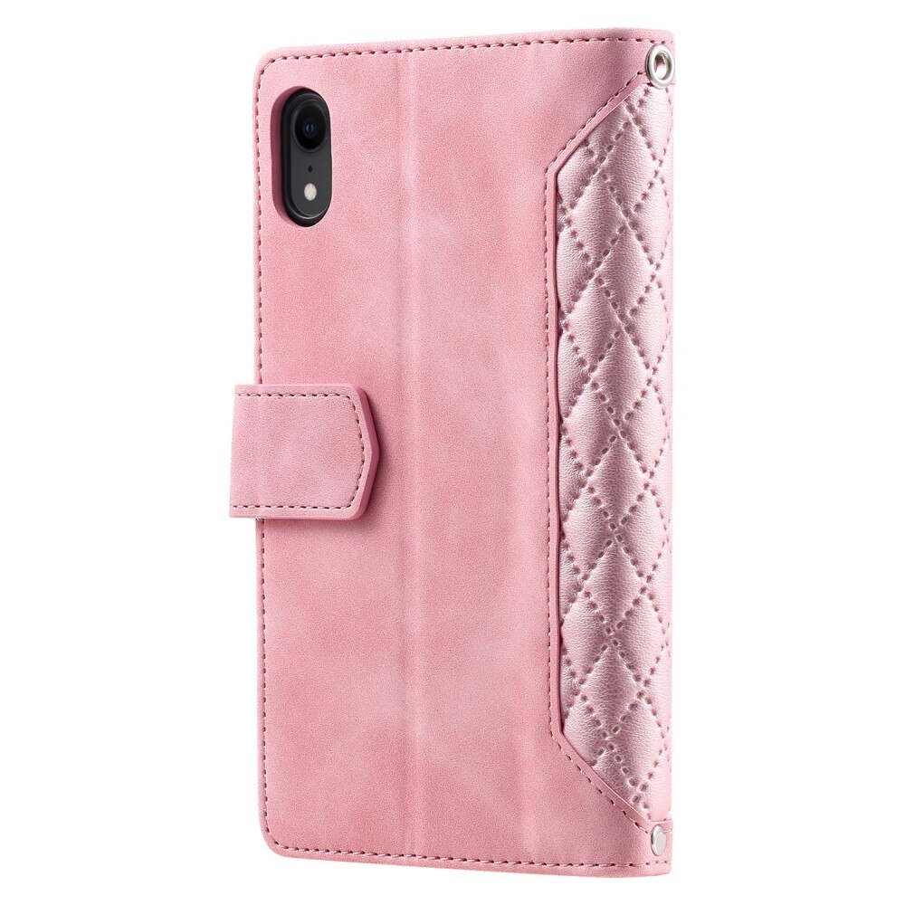 Funda acolchada tipo billetera iPhone XR Rosado