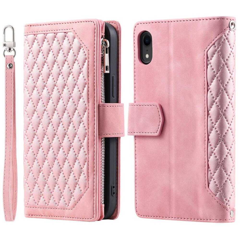 Funda acolchada tipo billetera iPhone XR Rosado