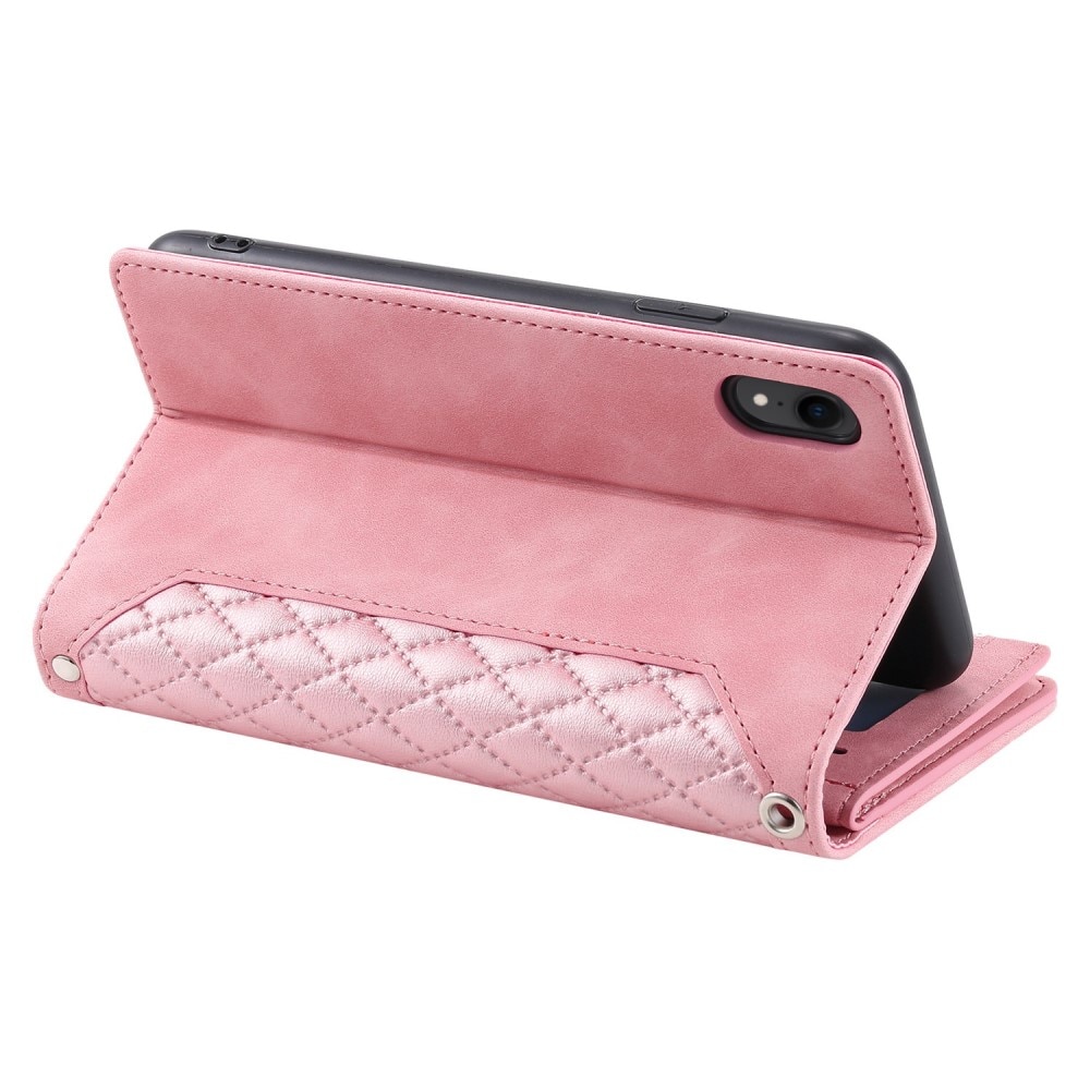 Funda acolchada tipo billetera iPhone XR Rosado