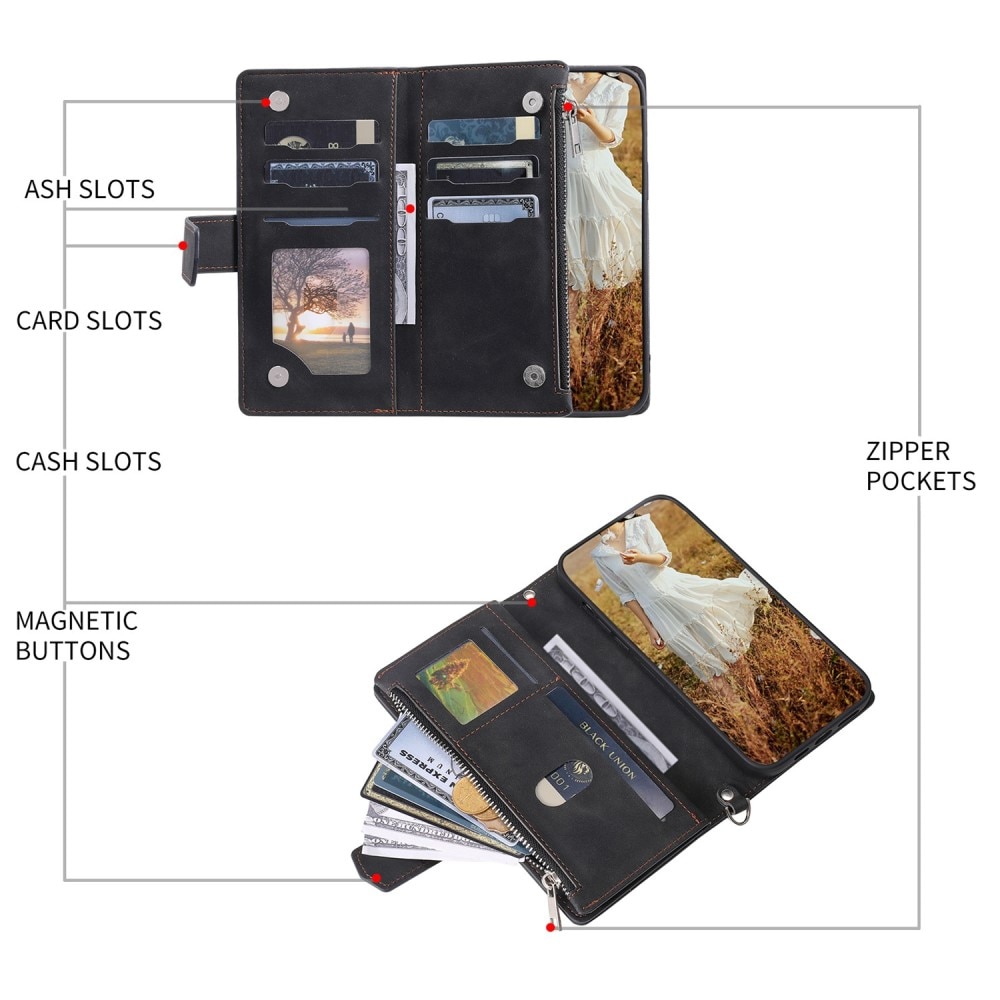 Funda acolchada tipo billetera iPhone SE (2022) negro