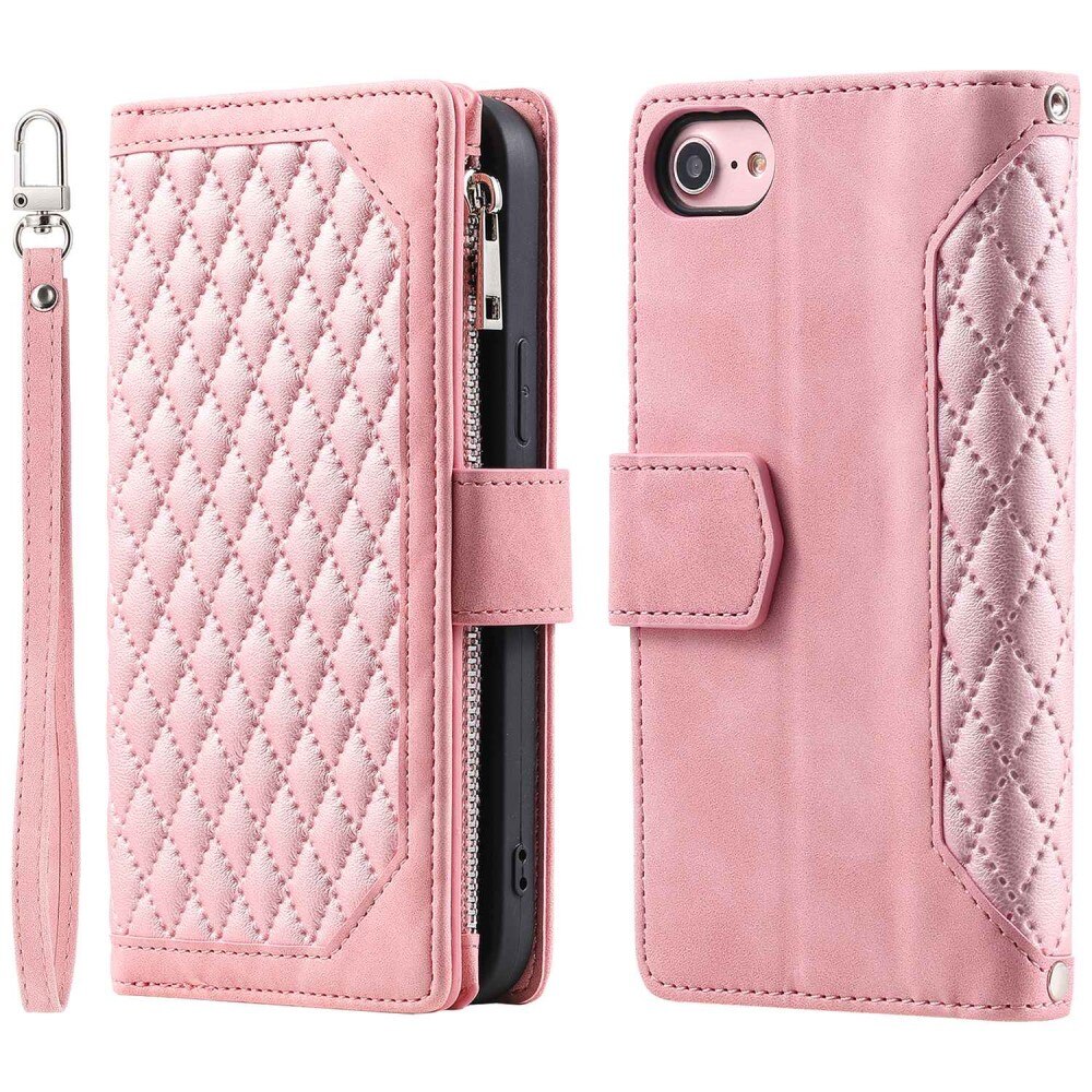 Funda acolchada tipo billetera iPhone 8 rosado