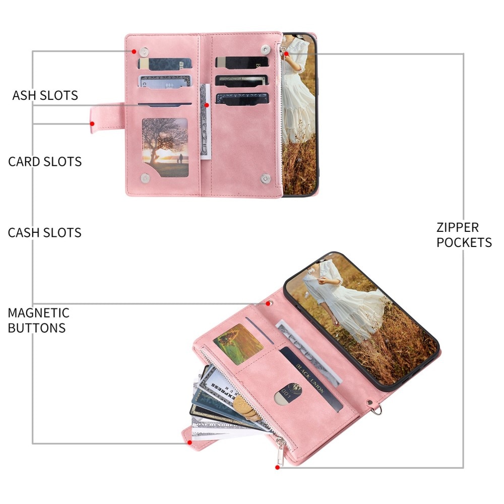 Funda acolchada tipo billetera iPhone SE (2022) rosado