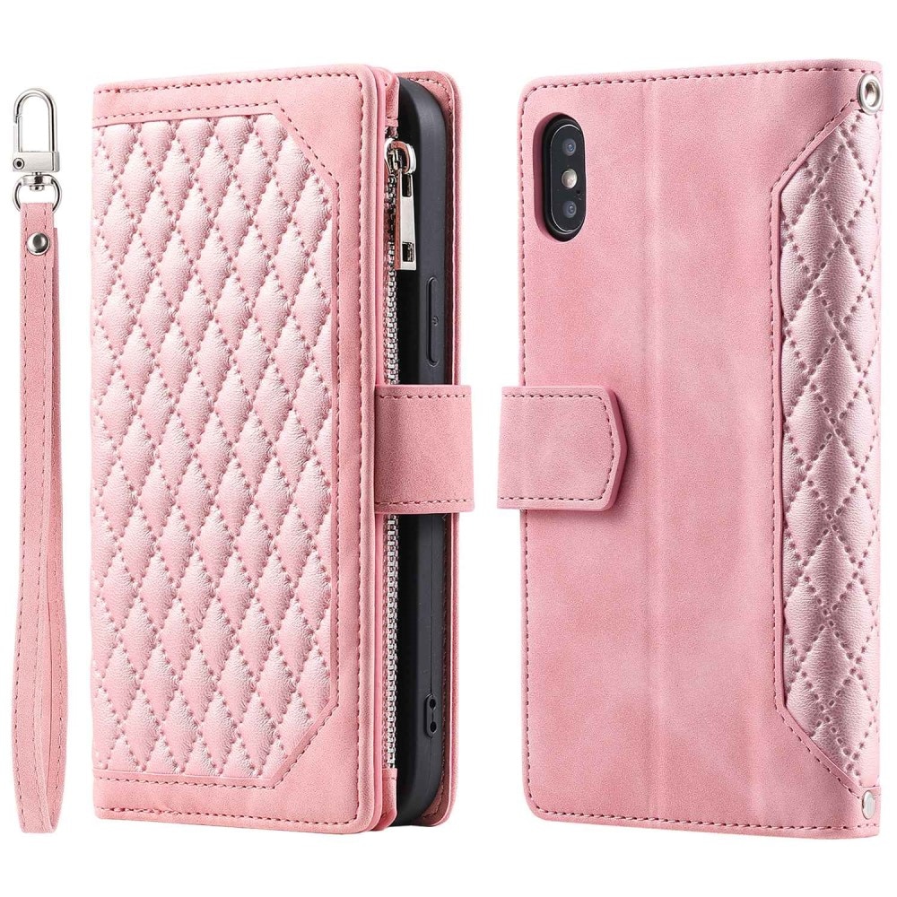 Funda acolchada tipo billetera iPhone X/XS Rosado